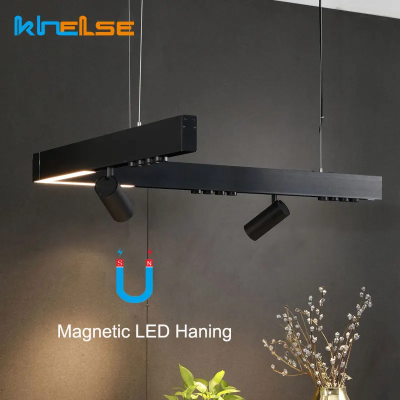LED Lineárne Bar Dlhé Pásy Moderné Magnetické Stopy Lampa Kuchyňa, Jedáleň Line Office Komerčné Osvetlenie Závesné Krytý Dekor