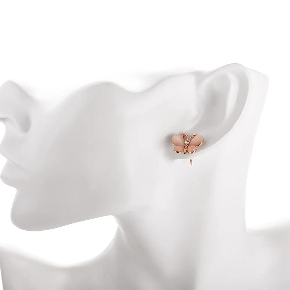 LEKANI Romantický Motýľ Stud Náušnice Pre Ženy Lesk českej Vŕtať Rose Gold Color Animal Náušnice Zapojenie Módne Šperky