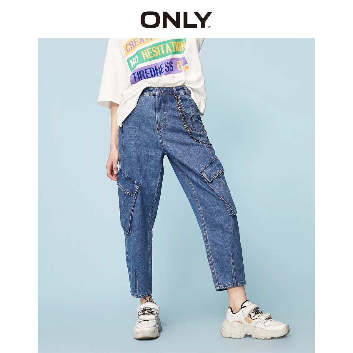 LEN 2020 letné nový štýl vysoký pás voľné voľné bežné nine-point staré nohavice, džínsy ženy | 19710