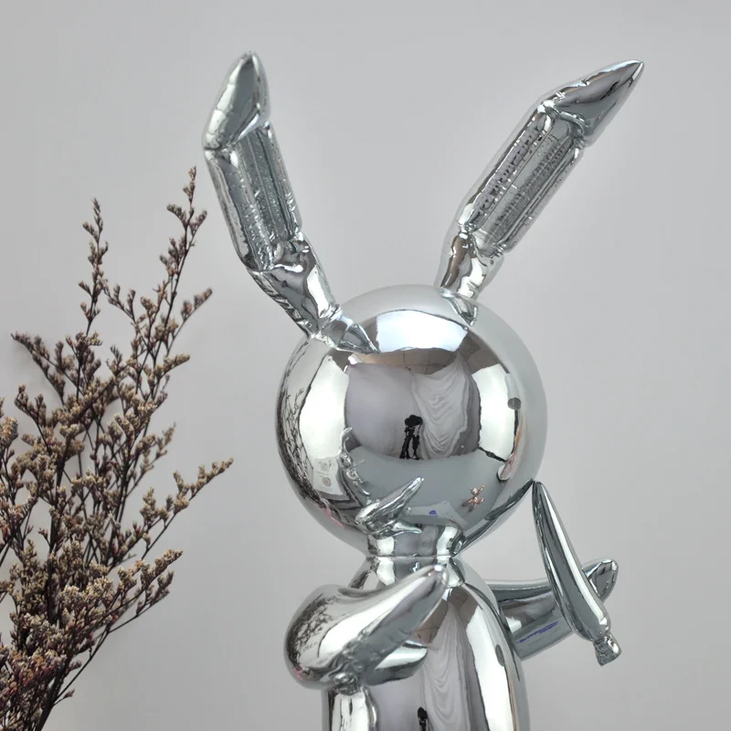 Lesklé Balón králik Socha Simulácia králik Zvierat Umenie Sochárstvo Živice Remeslá Domáce Dekorácie Príslušenstvo ornament
