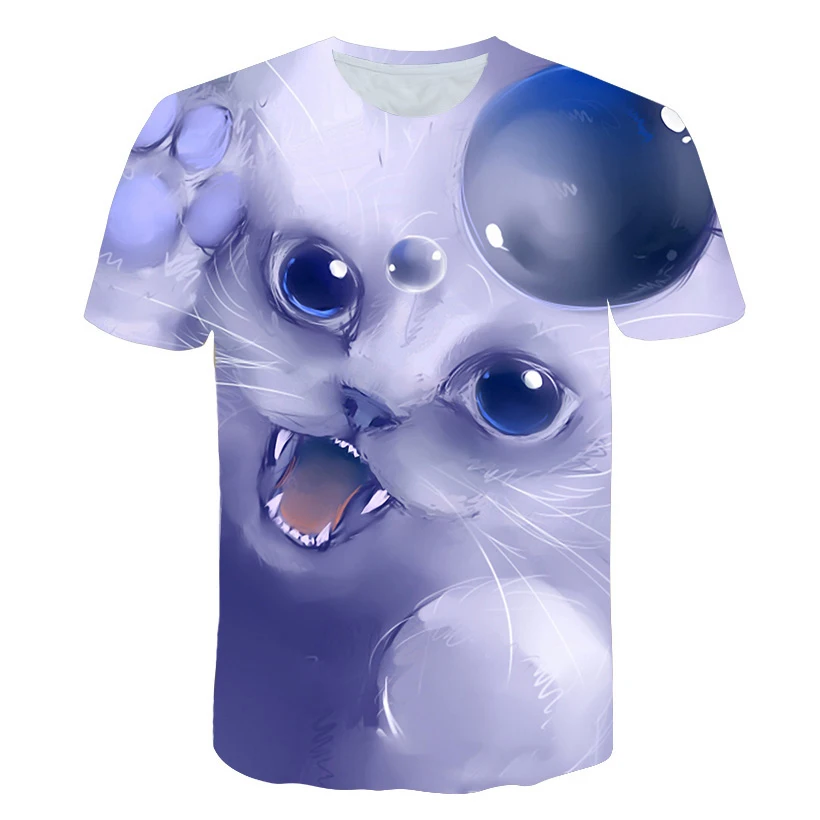 Letné cartoon magic cat deti T tričko 3D fashion chlapec, dievča, zábavné, roztomilé mačka streetwear krátky rukáv topy