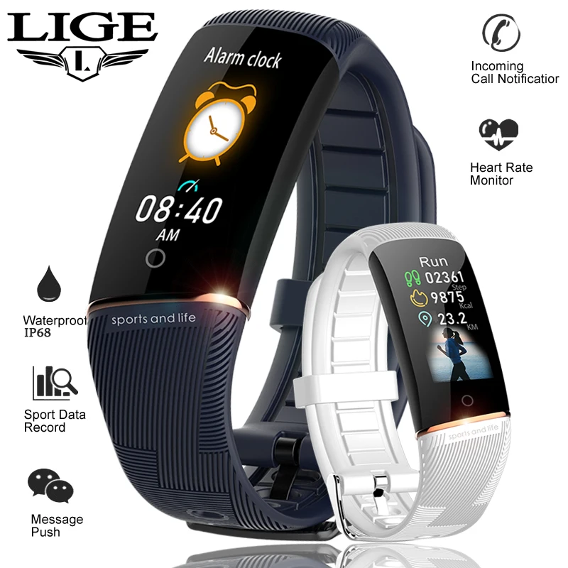 LIGE 2019 Nový Inteligentný Náramok Srdcového tepu, krvného tlaku Multifunkčné športové nepremokavé inteligentný náramok Pre Android IOS