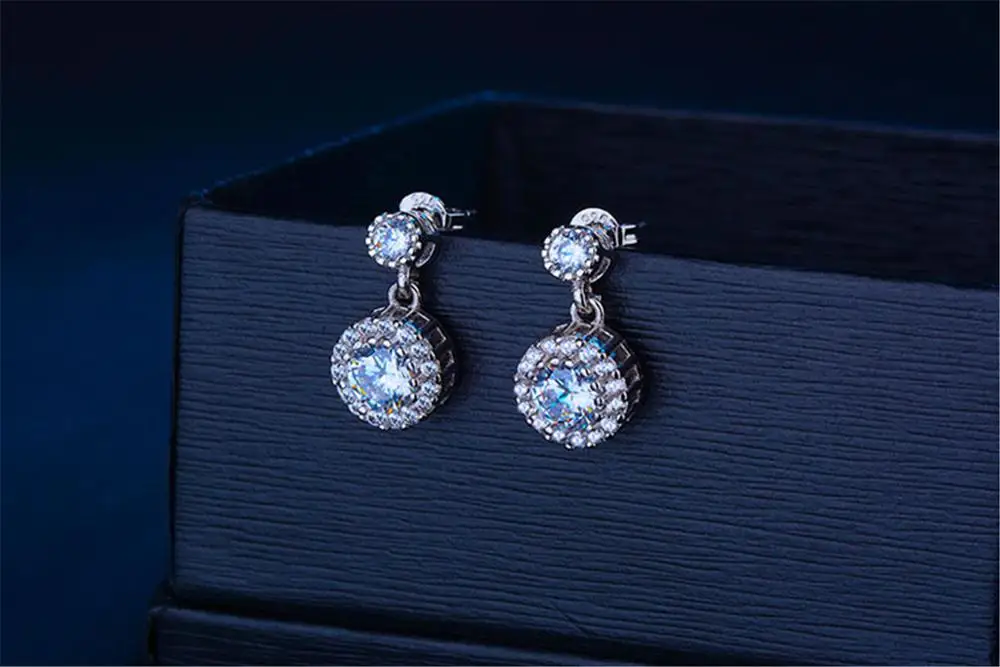 Luxusné Crystal Kolo Stud Náušnice Pre Ženy Šperky Najvyššej Kvality 925 Sterling Silver Náušnice Dievčatá Nevesta Svadobné Doplnky