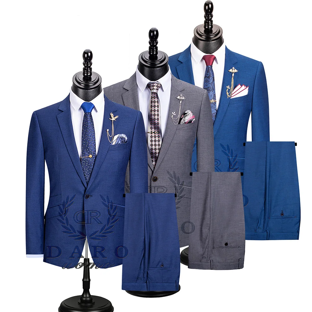 Luxusné Mužov Svadobný Oblek Muž Blejzre Slim Fit Odevy Pre Mužov Kostým Business Formálnej Strany Blue Classic DR8195
