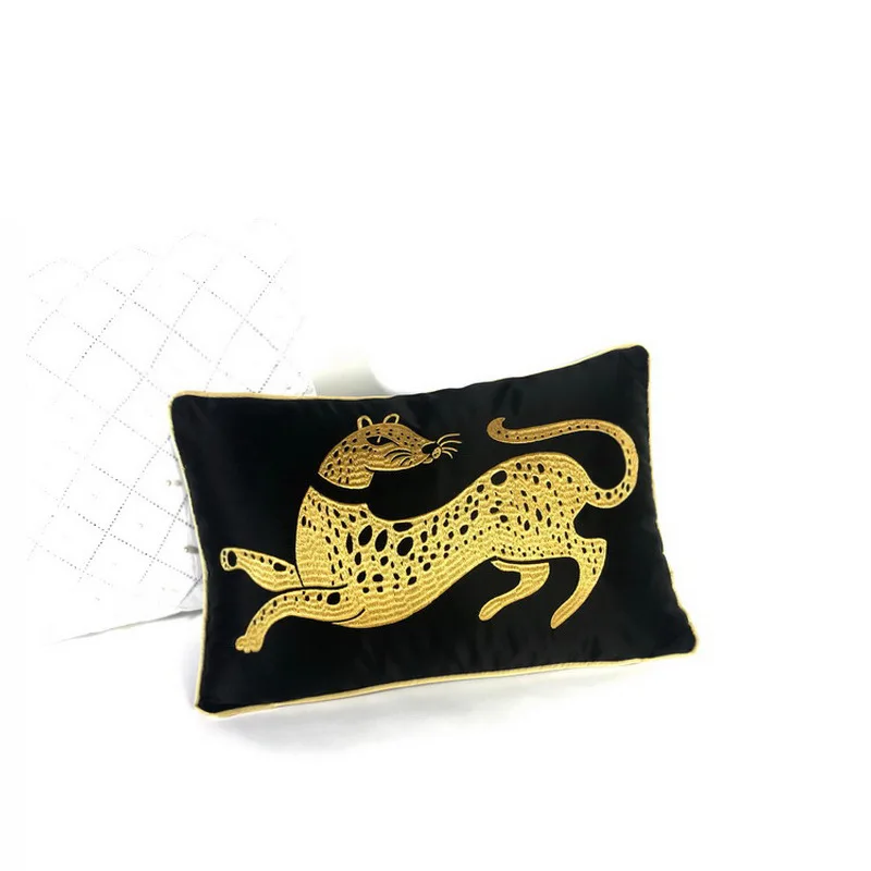 Luxusné Zlaté Klasická Čierna Výšivka Leopard Vankúš Vankúš Vankúš Domov Dekoratívne Sedacie Vankúše Hádzať Stoličky