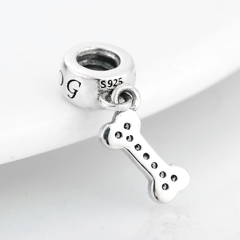 Láska Psa 925 Silver Zvierat Plávajúce charms Kosti, Tvar CZ Kúzlo pre šperky, takže Fit DIY Originálne dizajnérske Náramok Náhrdelník