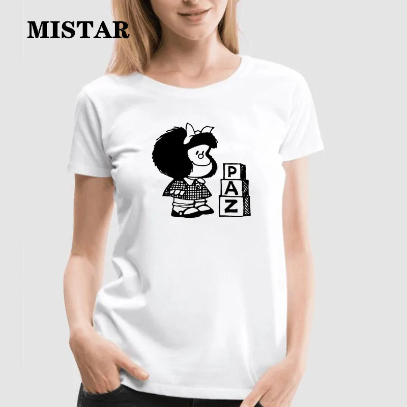 Mafalda T-shirt Ženy Lete Krátky Rukáv Tlačené dámske Oblečenie Zábavné, Roztomilé O-Krku Biele tričká Topy Tee 90. rokov Harajuku Košele