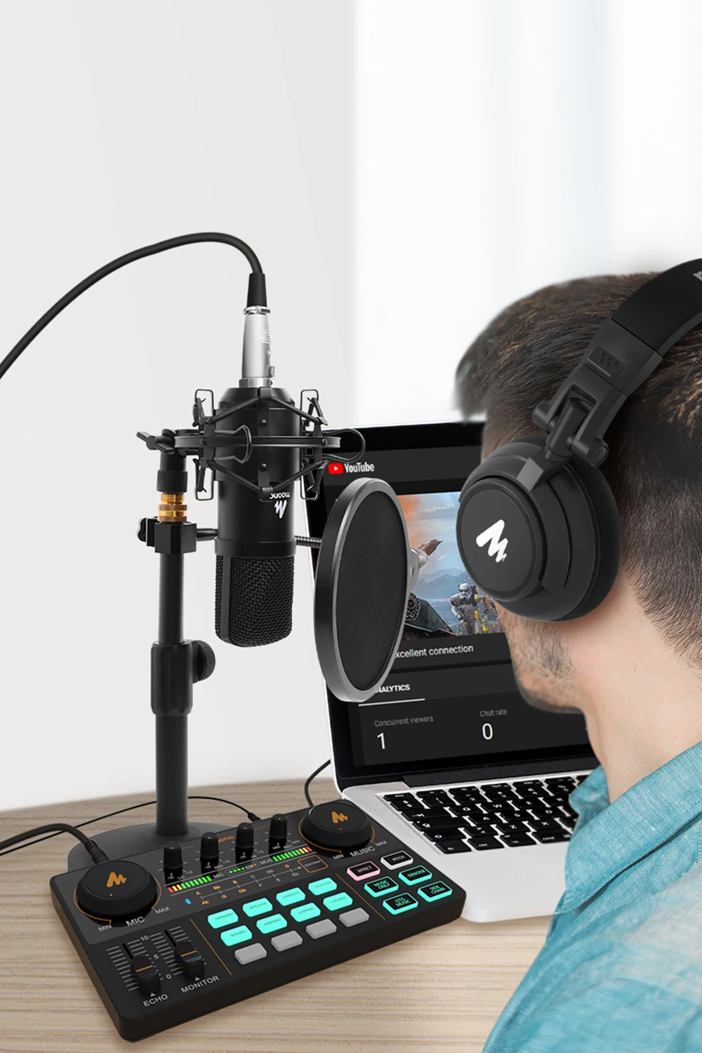 MAONO AM200 Odborná 12 Druhov Elektronických Zvukových Hudobných Audio Mixer Profesionálne Digitálne Audio Mixer Pre PC Karaoke v službe Youtube