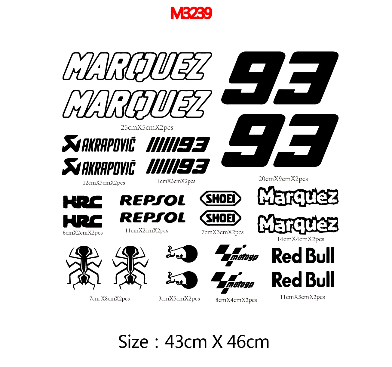 Marquez 93 Samolepky Motocykel Obtlačky Vymeniteľné Auto Nálepky Motorke Odtlačkový Dekorácie