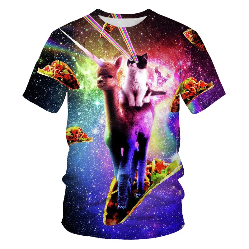 Mačka 3D tlač fashion T-shirt mužov a ženy, páry cute cat street oblečenie voľné a pohodlné textílie O-výstrihom pánske T-shirt