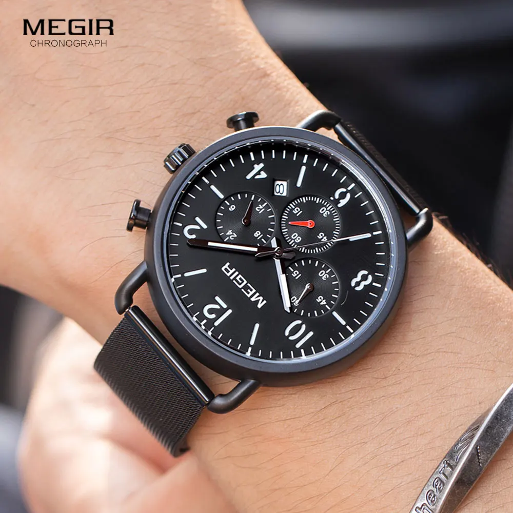 MEGIR Módne Oka Popruh Quartz Chronograf Hodinky Mužov 2020 Príležitostné Športové Svetelný Sledujte Muž Luxusné Nepremokavé Náramkové hodinky Značky
