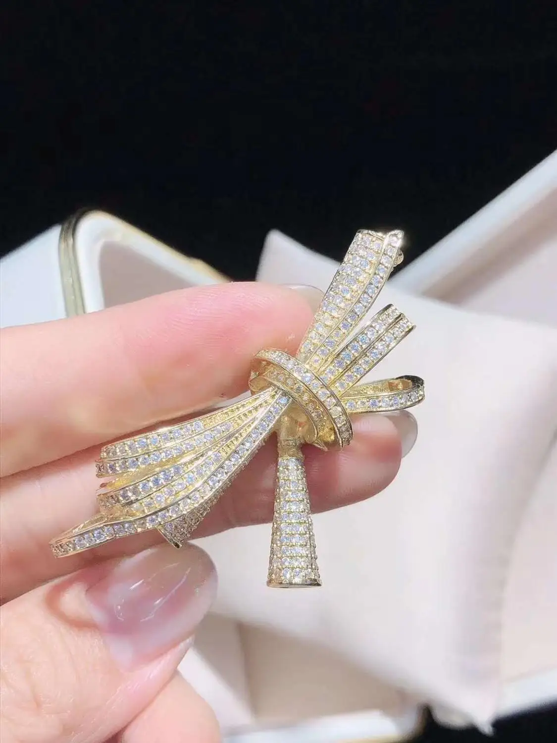 Micro pave 18k Glod vyplnené jasné cubic zirconia bowknot konektor pre náhrdelník