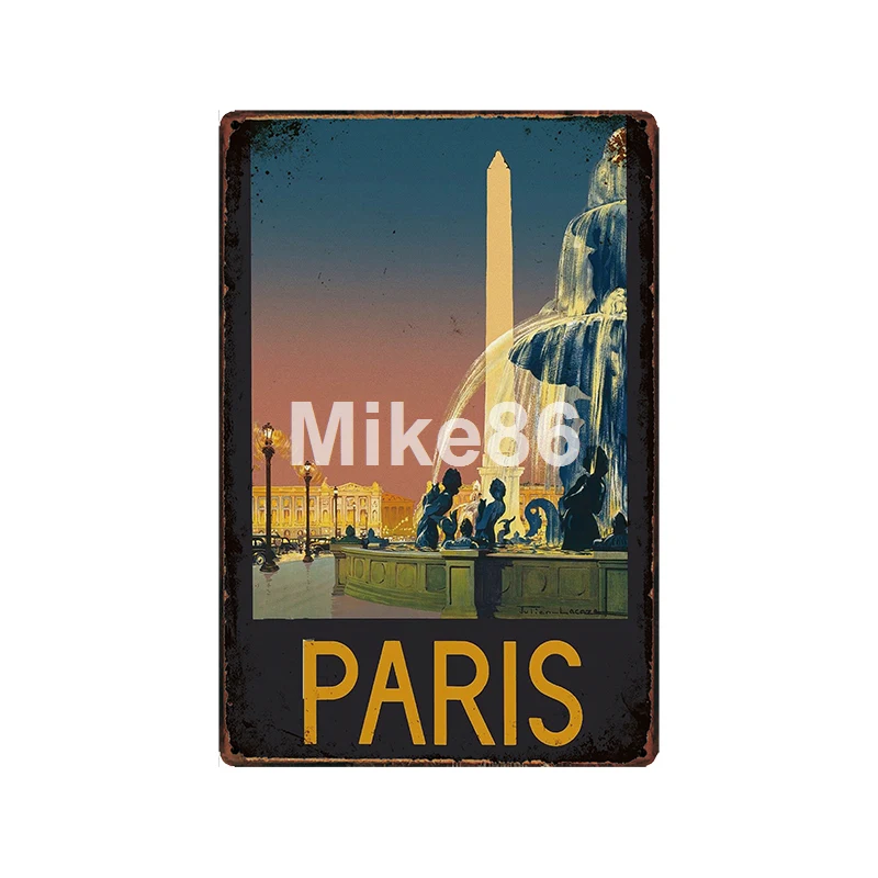 [ Mike86 ] MOSKVA, NEW YORK, Paríž, Berlín LAS VEGAS Kovové Prihlásiť Vintage Obchod Retro Železa Maľovanie Plagátu Umenie 20*30 CM, LT-1946