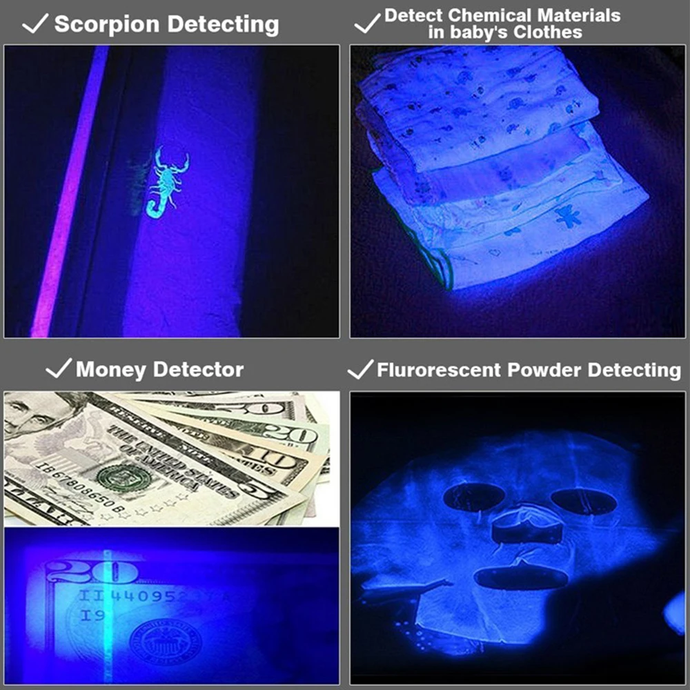 Mini 9 UV LED Baterka Ultra Violet LED Baterka Ultra Violet Neviditeľný Atrament Značky Detekcie Pochodeň Svetla 3AAA UV Lampa