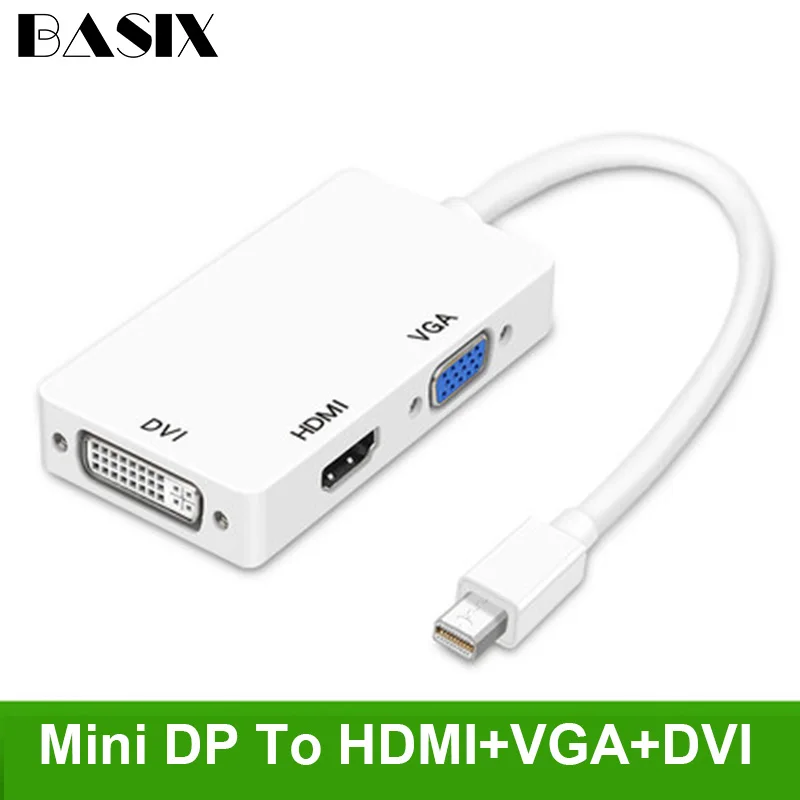 Mini Display Port, VGA HDMI DVI Adaptér 3 V 1 Kábel Thunderbolt Mini Display Port Converter Pre MacBook Air Pro Retina Mac