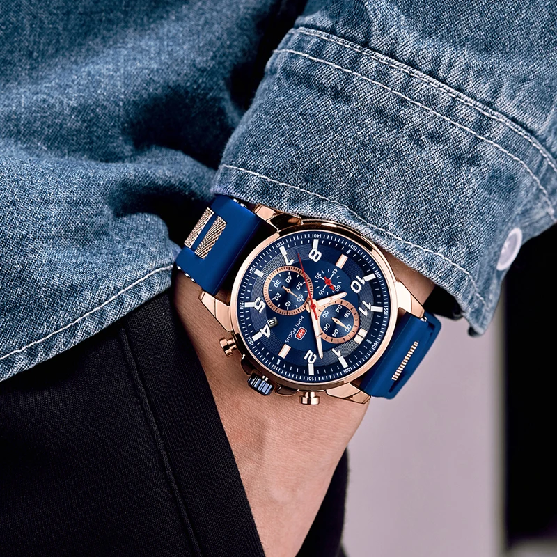 MINI ZAOSTRENIE, Relojes de la marca de moda relojes de cuarzo nepriepustné noctilucent silicona pulsera para los hombres