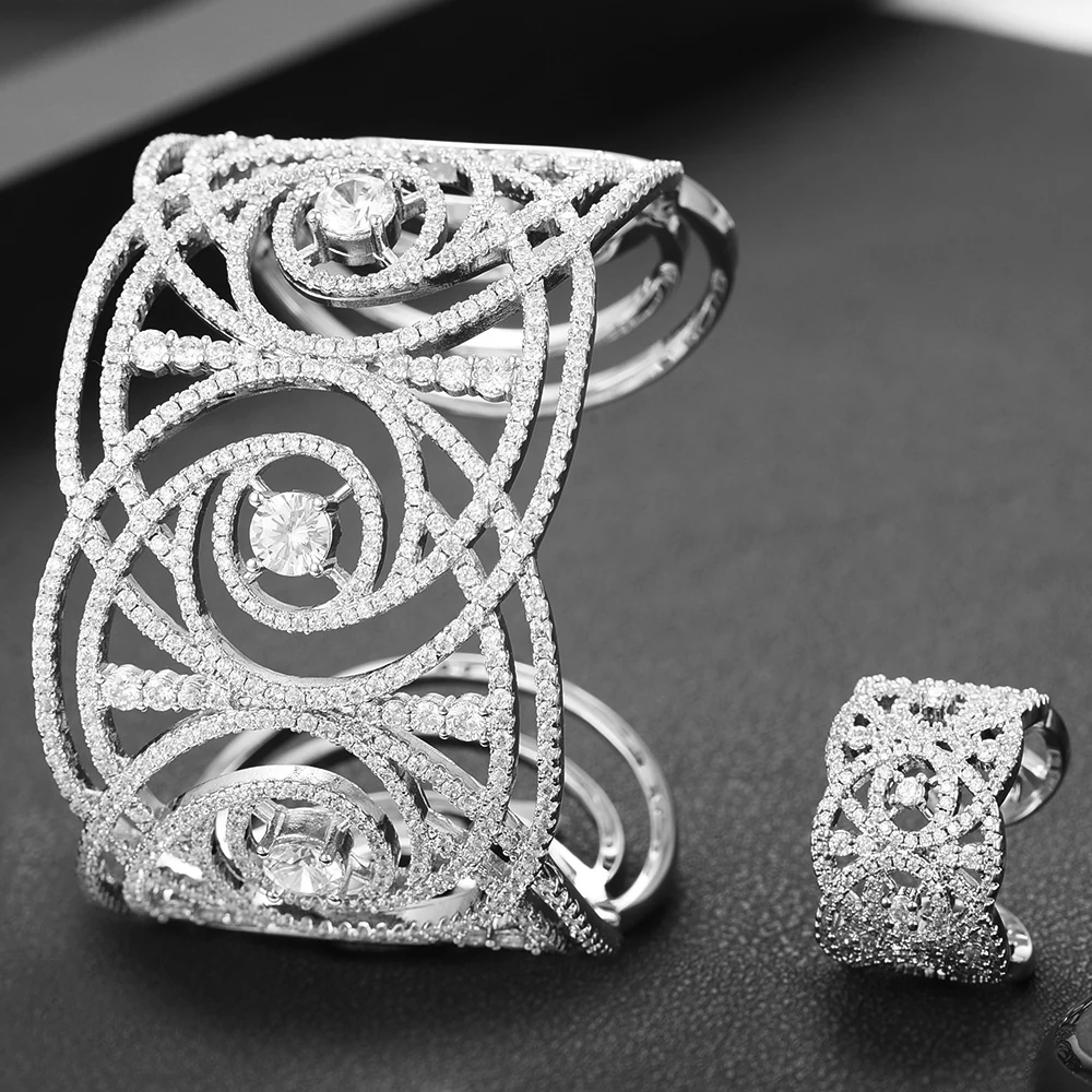 Missvikki Luxusné Geometrické CZ Big dokorán Náramok Pre Ženy, Svadobné Bageta Arábia Náramok Svadobné Ušľachtilý Šperky Vysokej Kvality