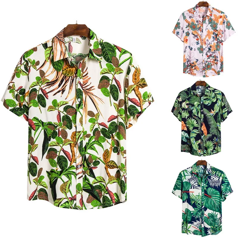 MJARTORIA 2020Mens Havajské Košele Zábavné Avokádo Vytlačené Zase Dole Krátky Rukáv Ležérne Košele Mužov Streetwear Pláži Košele Camisa