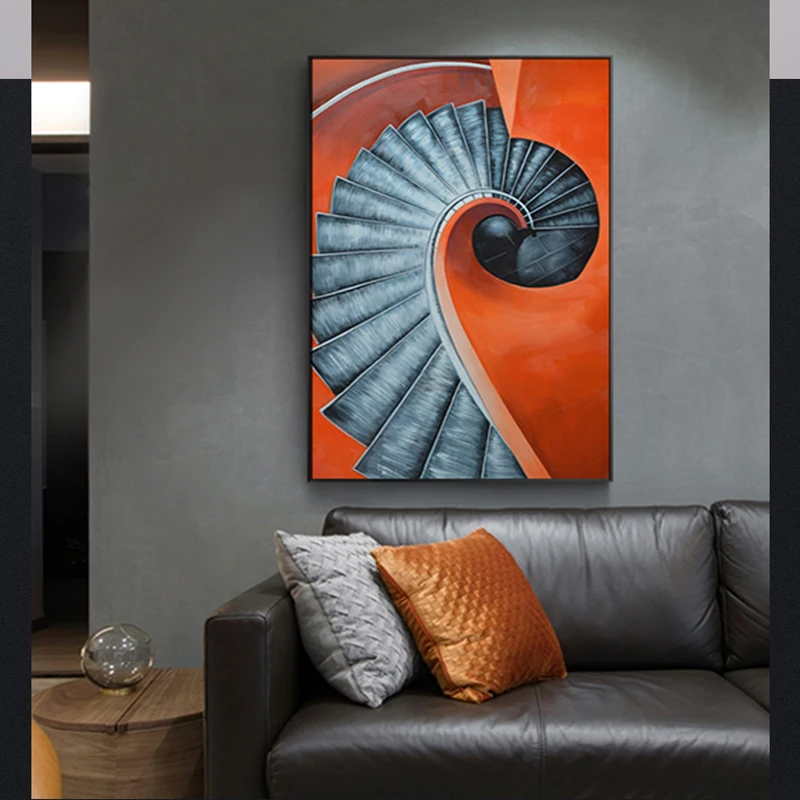 Moderné Abstraktné Orange Schodoch Budovy Wall Art Obrázky Pre Obývacej Izby Vstup Nordic Plátno Na Maľovanie Cuadros Umelecké Dekorácie