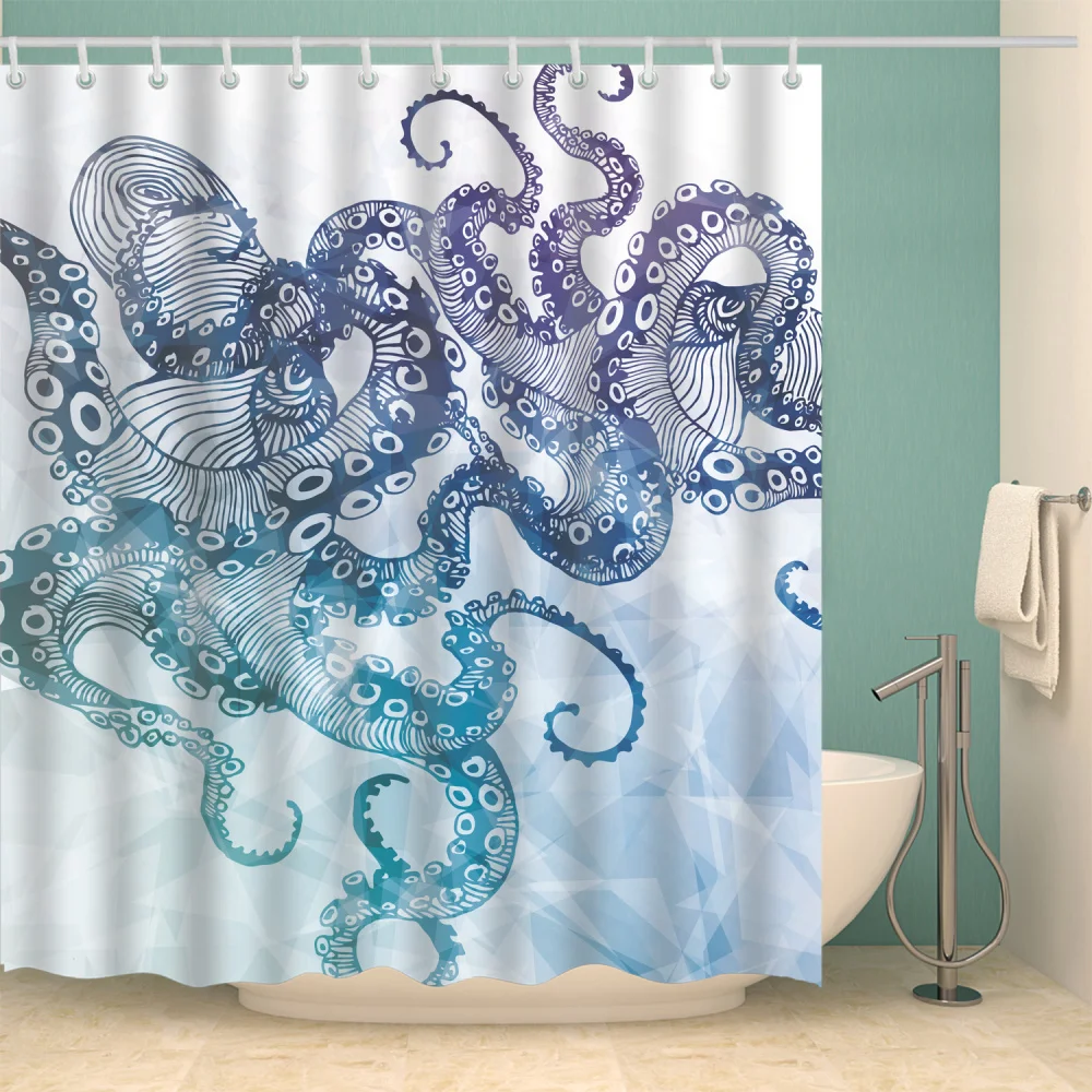 Morské Zvieratá Komické octopus 3d sprchový záves Nepremokavé Mildewproof pre Kúpeľňa Decor Eco-Friendly veľké 180x200cm s 12 háčiky