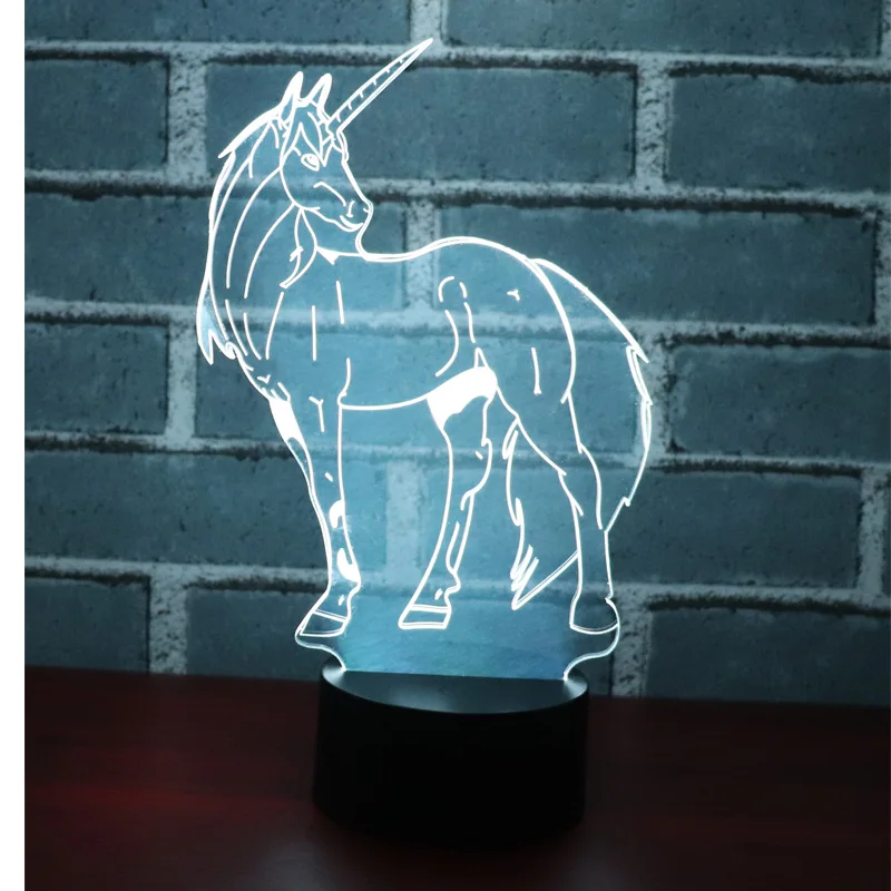 MYDKDJL 3D LED Nočné Svetlo pre Elegantný Jednorožec s 7 Farieb Svetla, pre Domáce Dekorácie Kôň Lampa Úžasné Vizualizácie Optické