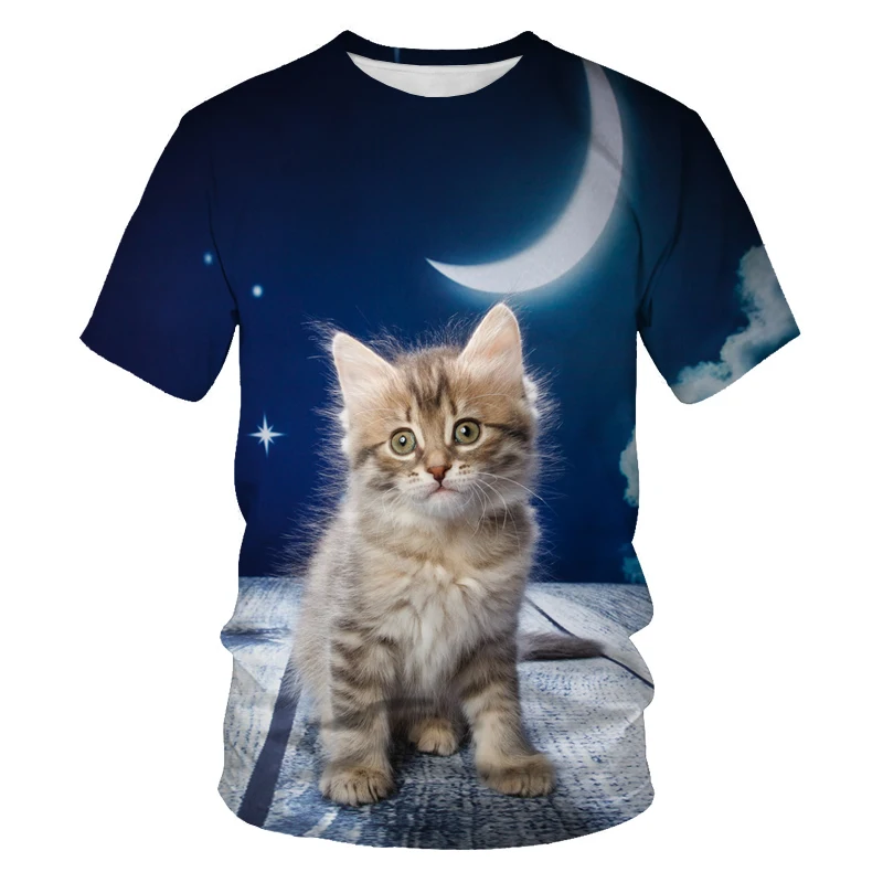 Móda 2020 t shirt mužov mesiac mačka 3D tlač módne mužov a žien t-shirts mäkké textúry ležérne pánske oblečenie