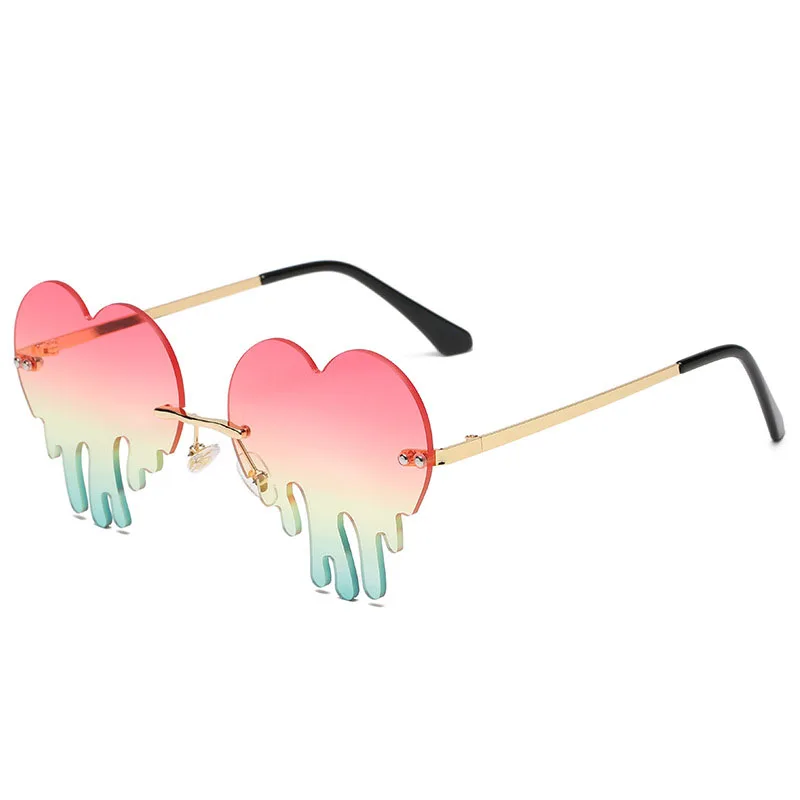 Móda bez obrúčok slnečné Okuliare Pre Ženy, Srdce Style Slnečné Okuliare Big Rám oculos feminino Steampunk Dizajnér Okuliare Gafas BGN