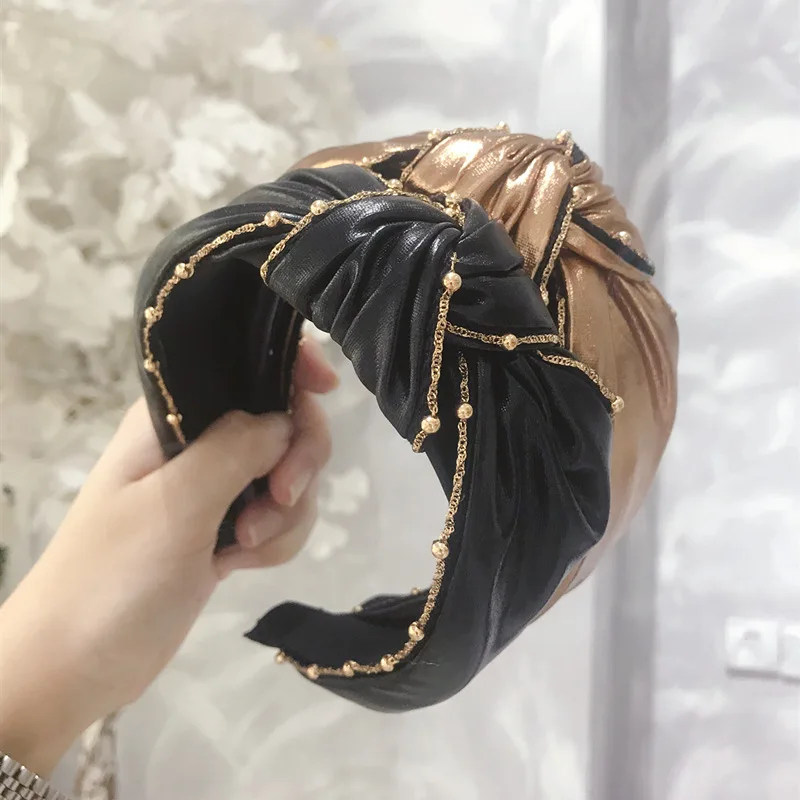 Móda kórejský štýl PU handričkou umenie hairband Ženy Sexy Dievčatá Jednoduchý perly Rozšíriť Vlasy Hoop hlavový most pokrývku hlavy Vlasy Príslušenstvo
