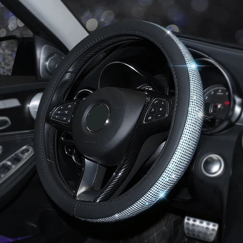 Módne Luxusné Crystal Auto Auto Volant, Poťahy Koža s Bling Volant Auta Interiérové Doplnky pre Štyri Sezóny