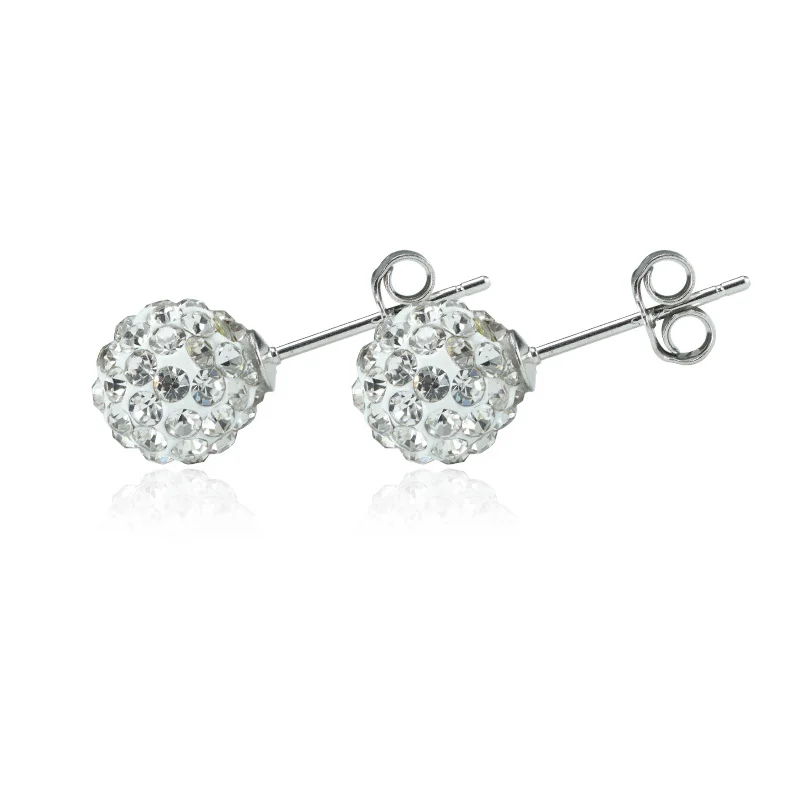 Módne trendy 925 sterling silver Crystal stud náušnice pre ženy, 8mm priemer loptu bijoux brincos Valentín šperky e605