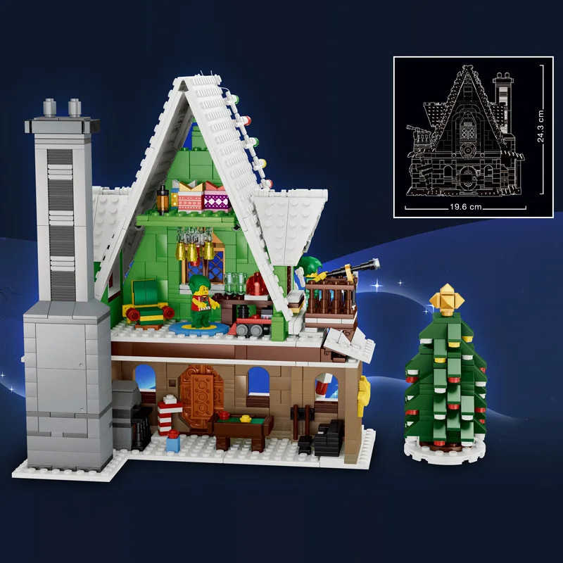 NA SKLADE Zimné obce Elf Club House Tvorivé Vianočné Stavebné kamene Vianočné saniach sobov Deti Hračka Darček