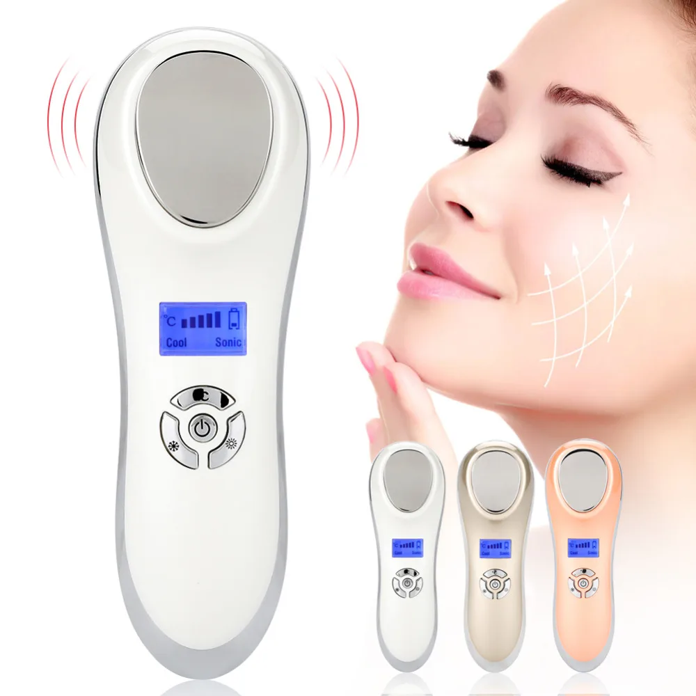 Nabíjanie pomocou pripojenia USB Ultrazvukové Kryoterapia Teplej Studenej Kladivo Pokožky Utiahnite Masážneho Prístroja Face Lifting Salón Krásy Vybavenie Stroj