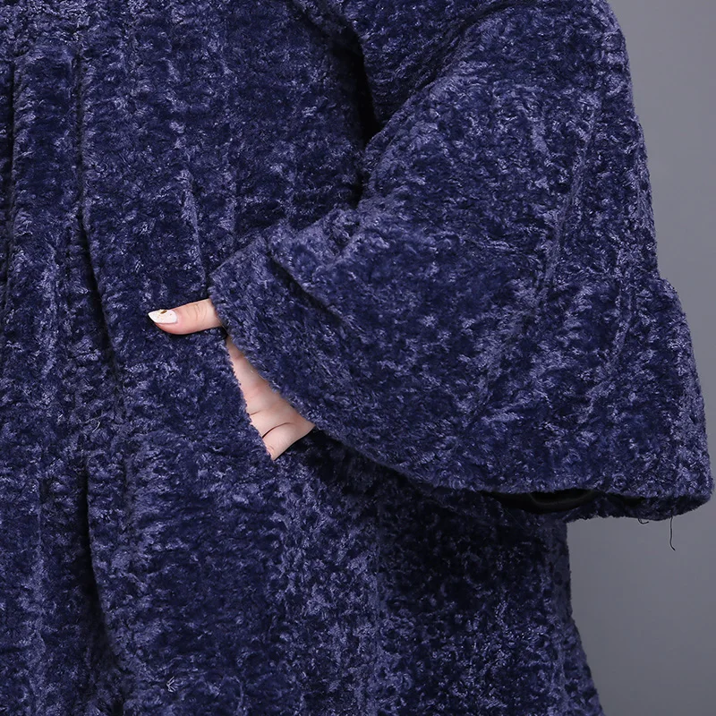 Nerazzurri Luxusné dráhu, umelú kožušinu kabát žien na plný sukne svetlice rukáv Načechraný faux shearling bunda Plus veľkosť vrchné oblečenie 5xl 6xl