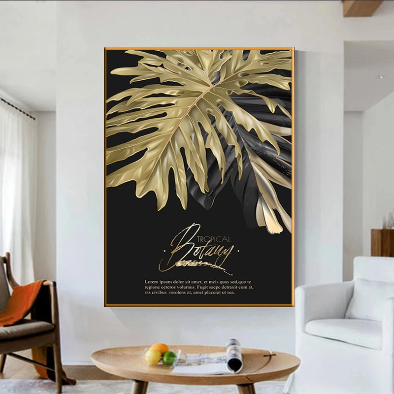 Nordic abstraktné gold leaf rastlinné steny umelecké plátno maľovaní plagátov a vytlačí obývacia izba moderné domáce dekorácie nástenné maľby