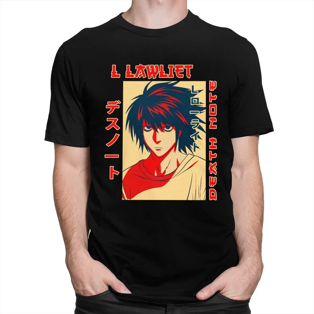 Novinka Anime Death Note, Tričko L Lawliet Tee Tričko Čistej Bavlny Tajomstvo Manga T-shirt Oblečenie Tlačiť Bežné Bavlna pre Mužov