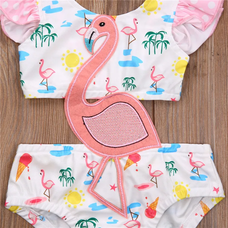 Nové 2021 Lete Flamingo Dievčatá Plavky jednodielne Vytlačené detské Plavky 0-3roky Dievčatá plavky jednodielne Plaviek