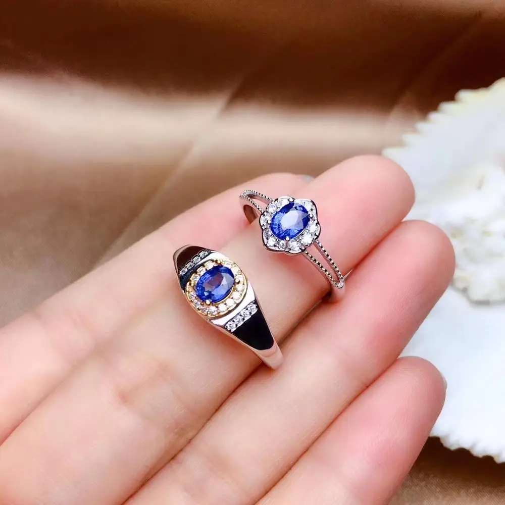 Nové blue sapphire drahokam krúžok pre milenca muži ženy jemné strieborné šperky skutočný prírodný klenot milovníka pár narodeniny valentine darček