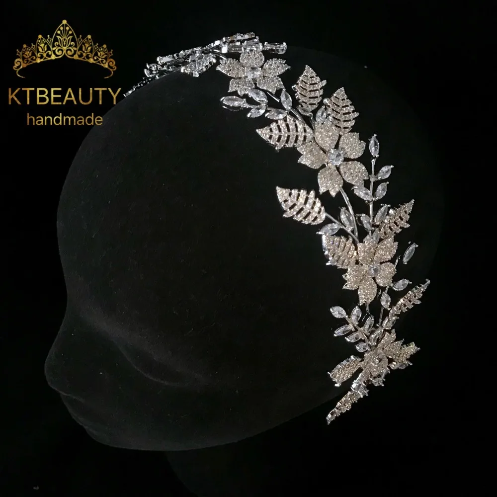 Nové Drahokamu Zirkón Zákazku Tiara Kvety Módne Hairband Kráľovské Svadobné Svadobné Obliekanie Koruny Príslušenstvo Ženy Šperky