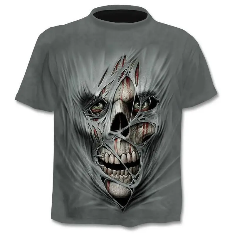 Nové pánske lebky t-shirt pánske punk štýl prst lebky 3D t-shirt pánske top hip hop 3D vytlačené lebky športové tričko Dropshipping