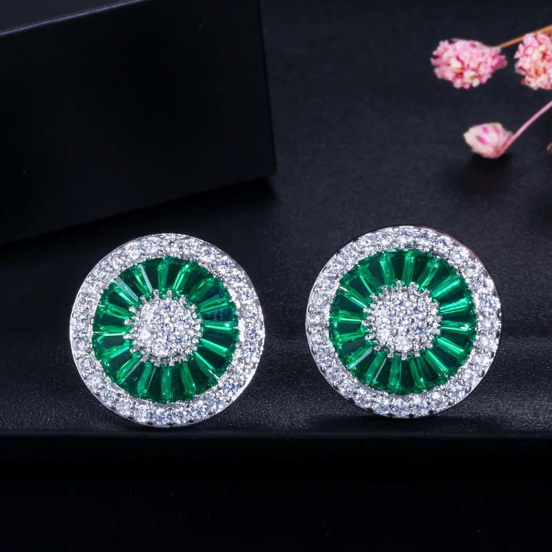 Nové Trendy Malé Okrúhle Stud Náušnice Námestie Crystal Cubic Zirconia Luxusné Dizajnér Náušnice Pre Ženy Módne Šperky 2020