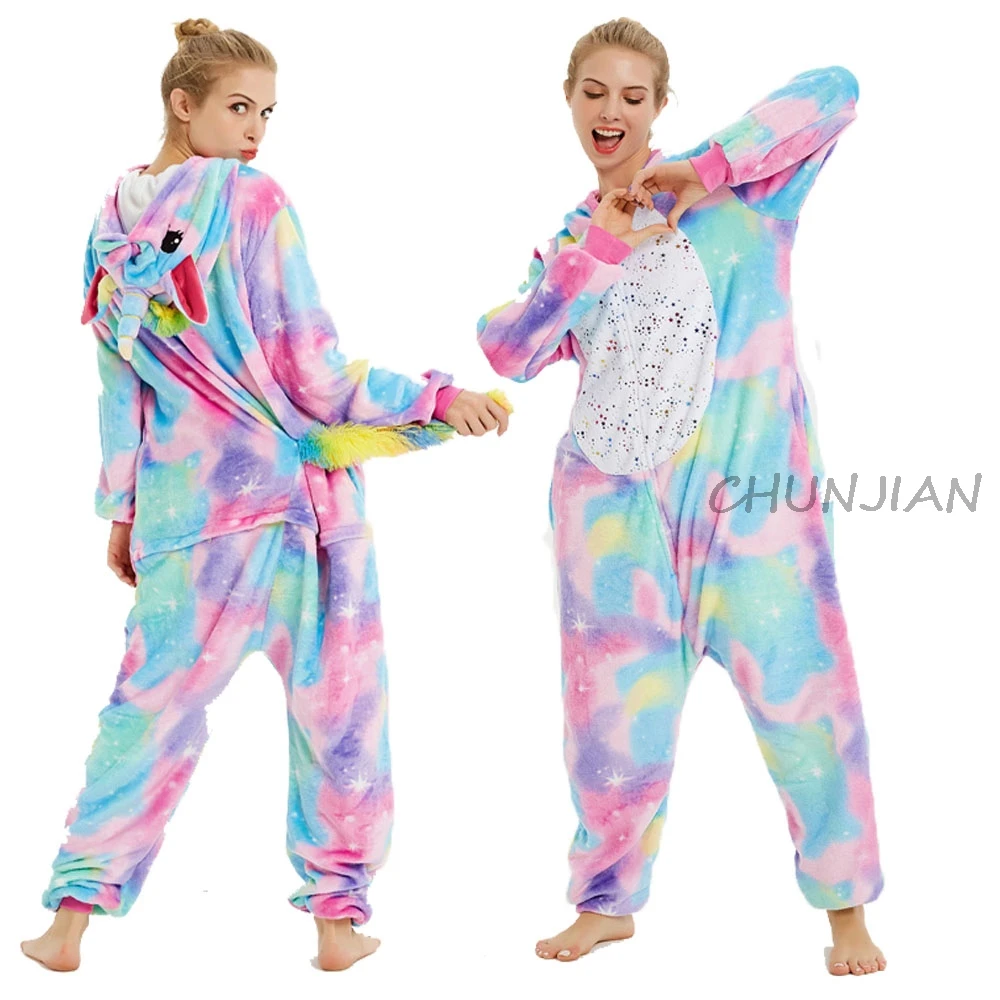 Nové Zimné Flanelové zvierat Pijamas Dospievajúcich Žien a Mužov Unisex Dospelých zvierat Panda Jednorožec Pijamas Cartoon Sleepwear
