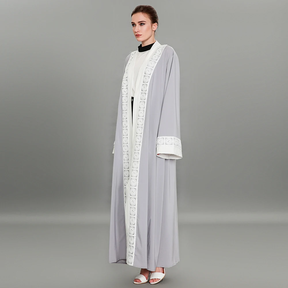 Nové šitie čipky módne Stredného východu rúcha Moslimských dlhým rukávom Dubaj hot cardigan šaty veľkosť 1575