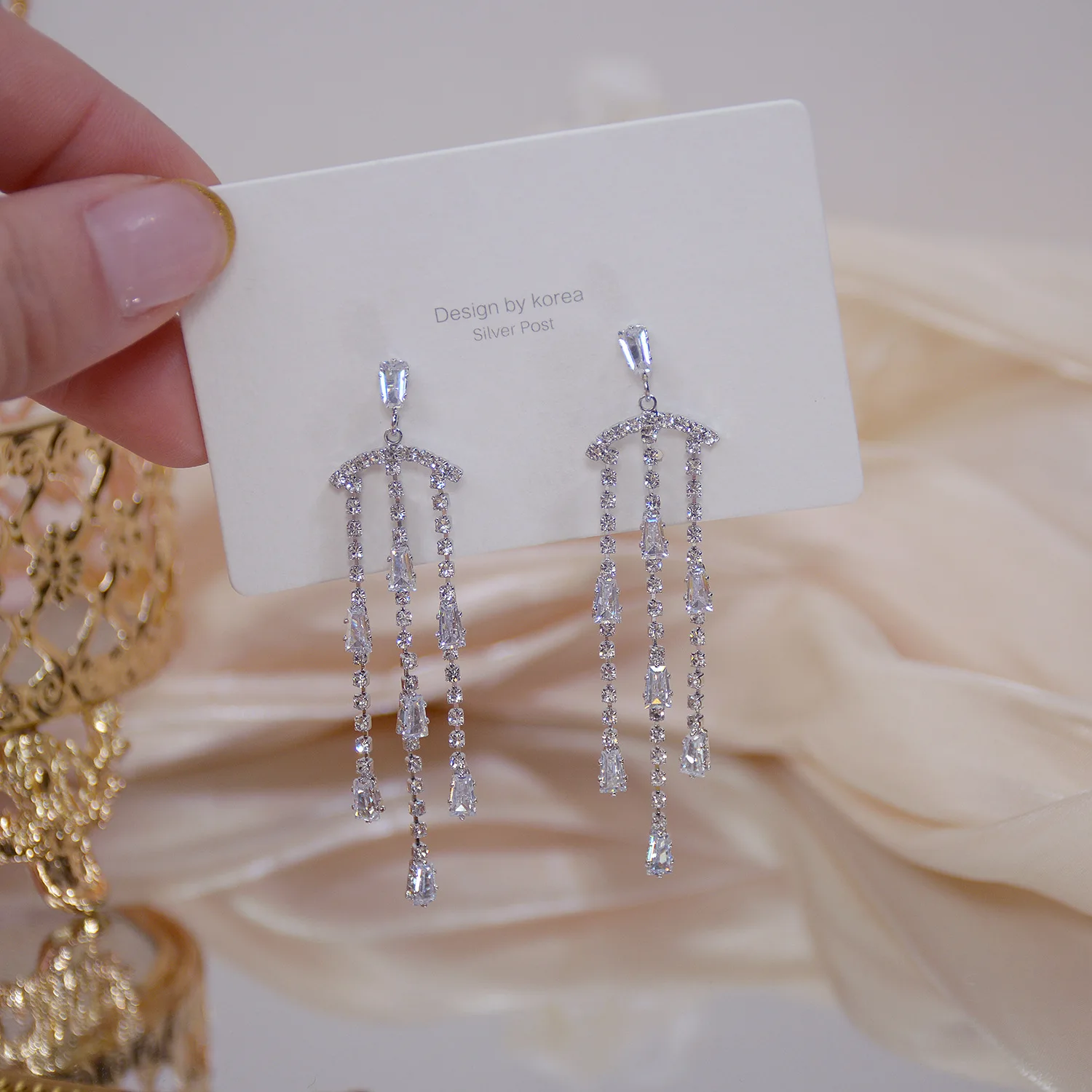 Nový Dizajn a Módne Šperky Crystal Dlhý Strapec Nádherné 14K Reálne Pozlátené Náušnice pre Ženu Dovolenku Strany Elegantné Náušnice