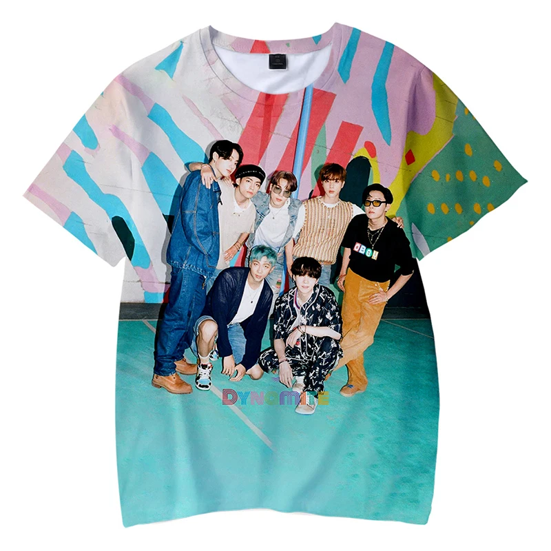 Nový kórejský K POP KPop Dynamit 3D Kpop T Shirt Muži/ženy Hip Hop K-pop Tričko Žena Harajuku Streetwear 3D Dieťa Tee Tričko Femme