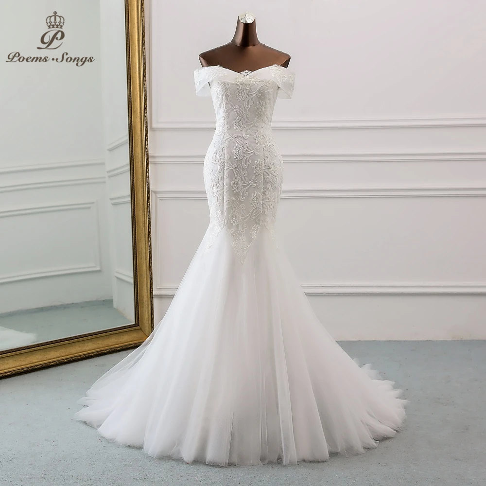 Nový štýl Loď Krku krásne sequined svadobné šaty 2020 pre svadobné Vestido de noiva Morská víla svadobné šaty, šaty, de mariee
