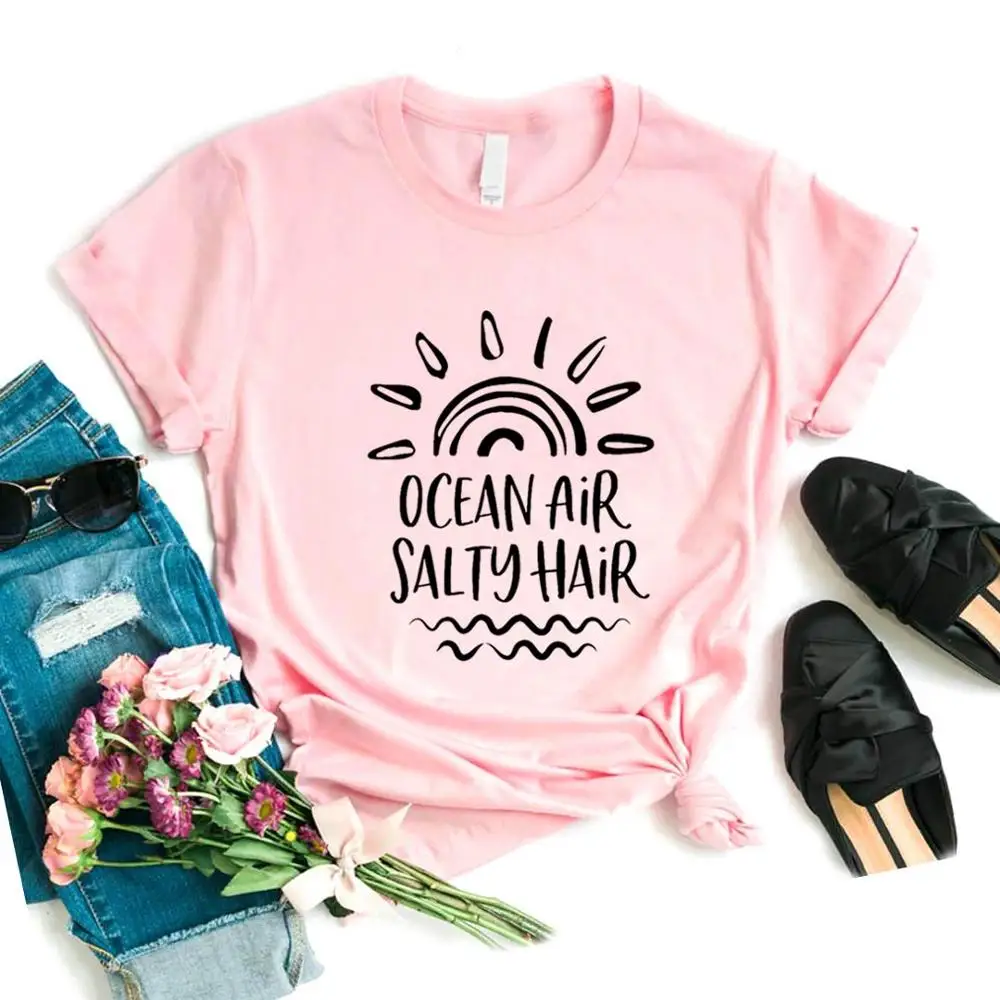 Oceánsky Vzduch a Slané Vlasy Tlač Ženy Tshirts Bavlna Bežné Vtipné Tričko Pre Pani Yong Dievča Top Tee 6 Farieb NA-1020