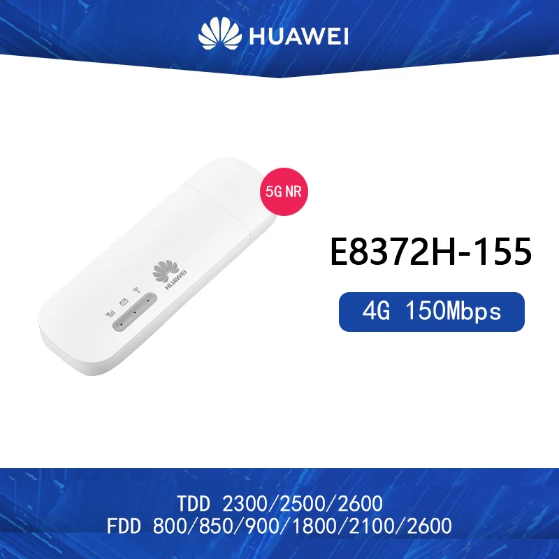 Odomknutý Huawei E8372h-155 4G USB WiFi Modem 4G 150Mbps LTE FDD ZÁKAZY 1/3/5/7/8/20 TDD38/40/41 Mobile USB Dongle Mifi Hotspot