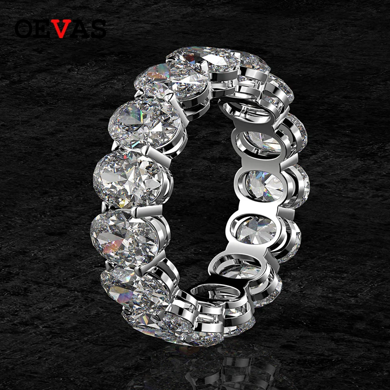 OEVAS 925 Sterling Silver 5*7mm Elipsovitý Rez Celej Večnosti Krúžok Pre Ženy Iskrenie Vysokým počtom atómov Uhlíka Diamant Svadobné Jemné Šperky