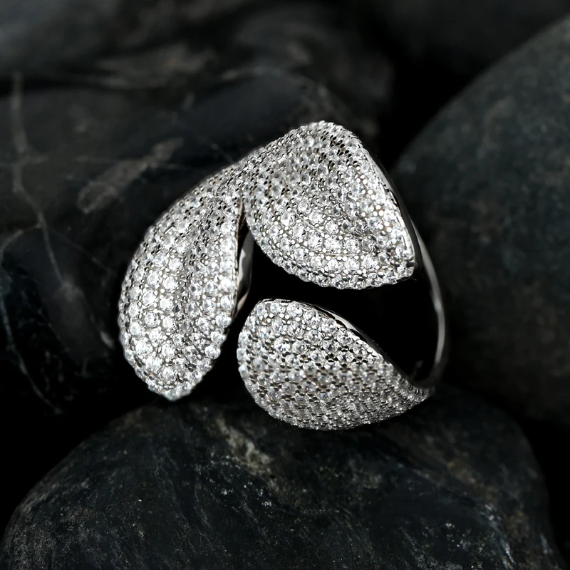 OEVAS 925 Sterling Silver Šumivé Full High Uhlíka Diamant Listy Prst Prstene Pre Ženy, Svadobné Party Jemné Šperky Dary