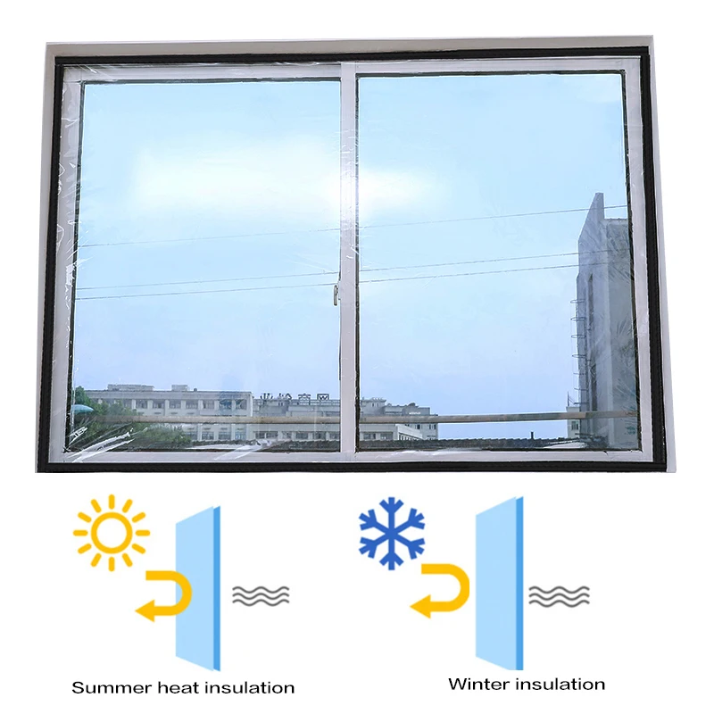 Okno tepelná Izolácia film Teplé filmy v zime Samolepiace sliznice ochranné Energie Mäkké priehľadné sklo, fólie Na okná